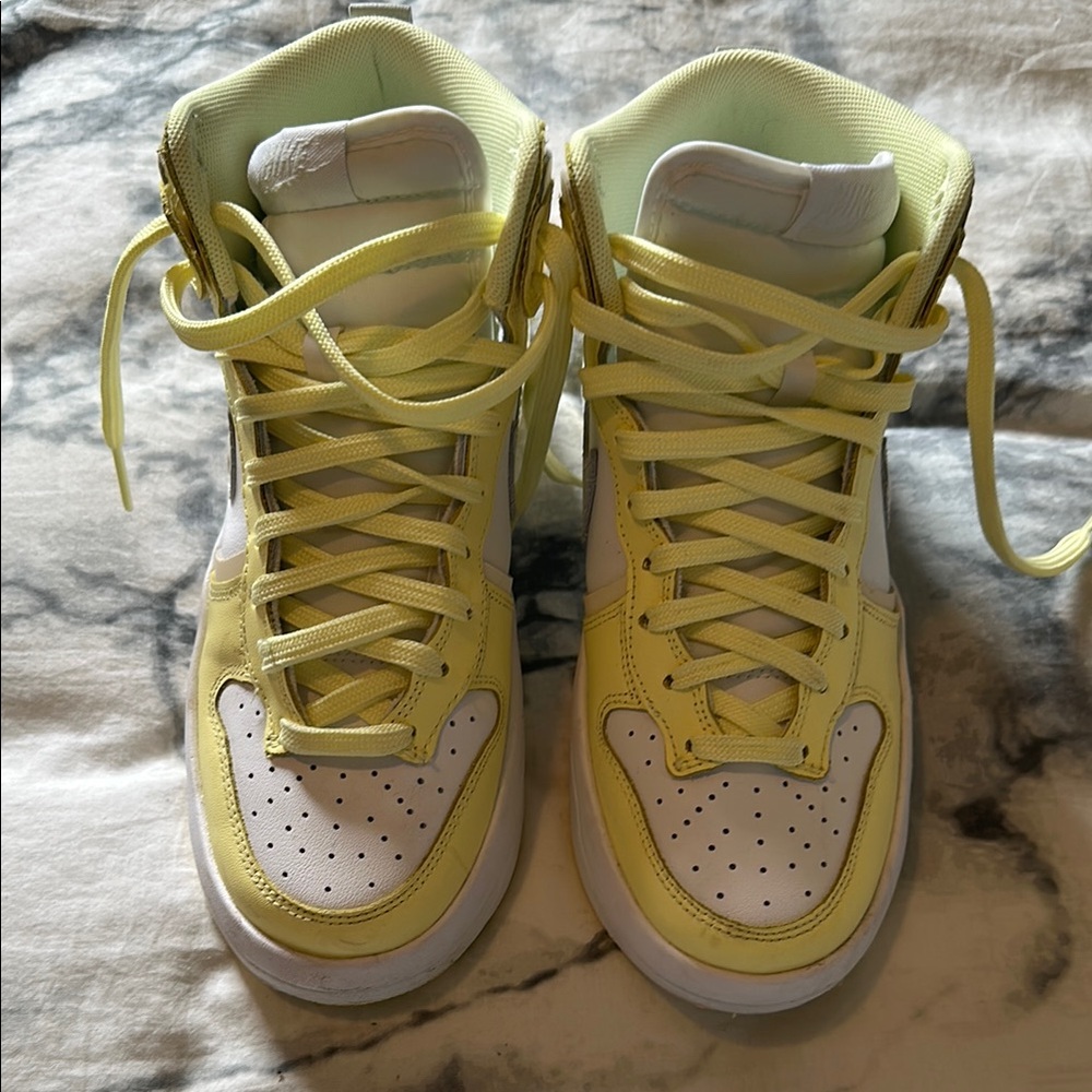 Nike Dunk High Women's Lemon Yellow and White High-Top Sneakers